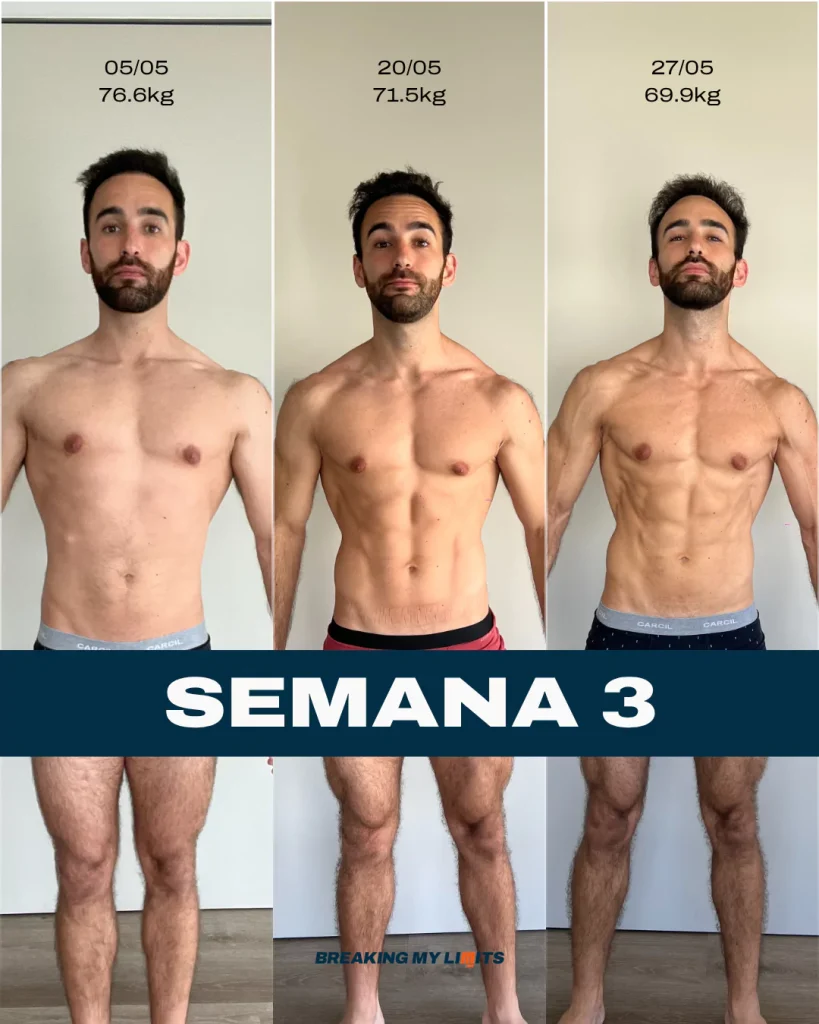 Não foram utilizadas quaisquer balanças de bioimpedância durante este trajeto. No entanto: a evolução é clara. O mais importante é o resultado que TU queres ver e sentir no teu corpo. Não um número de X percentagem de gordura ou massa muscular.